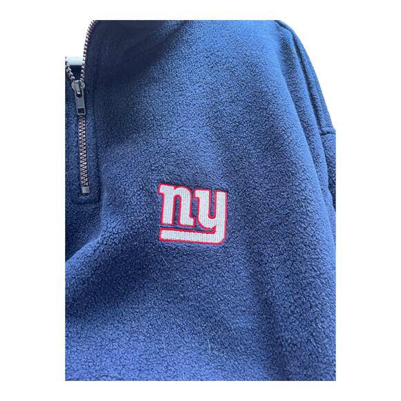 Majestic New York Giants Navy Blue Fleece Quarter Zip Pullover Men's Large - Picture 2 of 6
